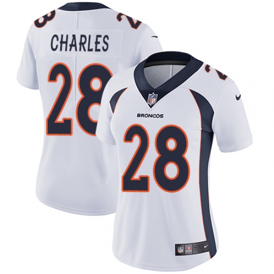 Women's Nike Denver Broncos 28 Jamaal Charles Elite White NFL Jersey