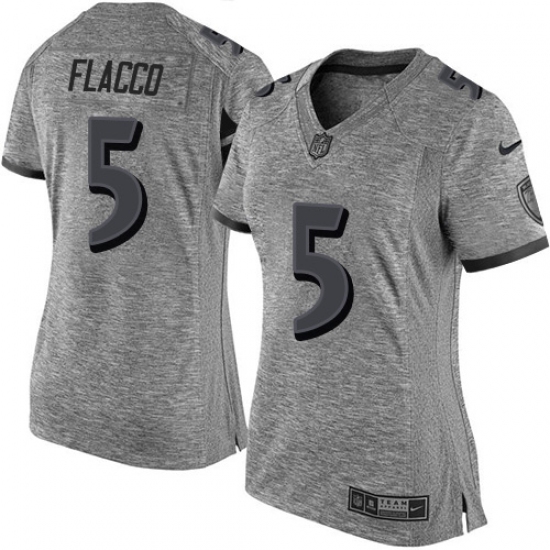 Women's Nike Baltimore Ravens 5 Joe Flacco Limited Gray Gridiron NFL Jersey