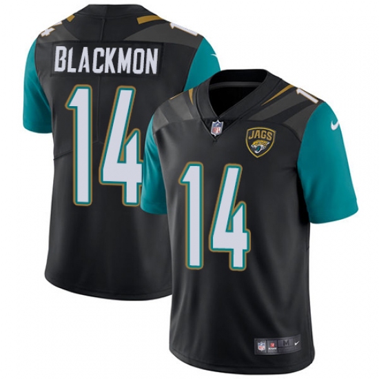 Men's Nike Jacksonville Jaguars 14 Justin Blackmon Black Alternate Vapor Untouchable Limited Player NFL Jersey