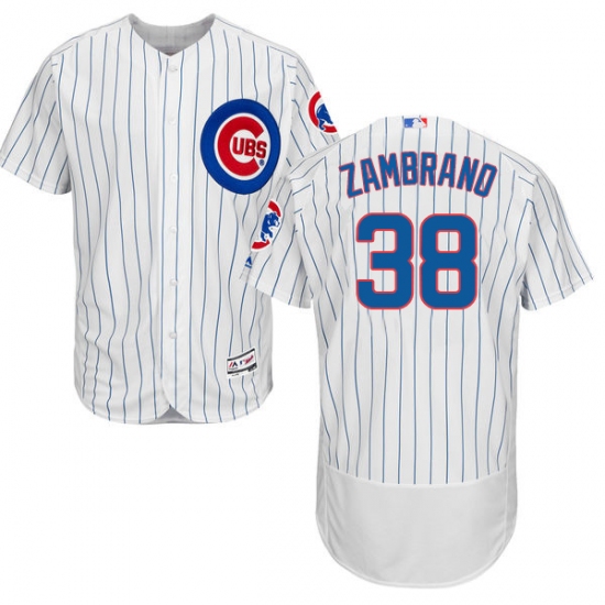 Men's Majestic Chicago Cubs 38 Carlos Zambrano White Home Flex Base Authentic Collection MLB Jersey