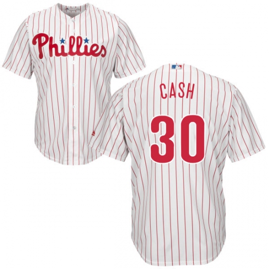 Youth Majestic Philadelphia Phillies 30 Dave Cash Authentic White/Red Strip Home Cool Base MLB Jersey