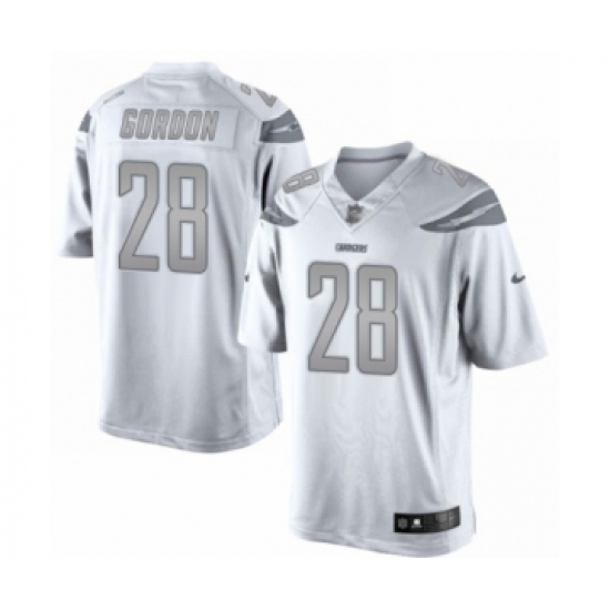 Men's Los Angeles Chargers 25 Melvin Gordon Limited White Platinum Football Jersey