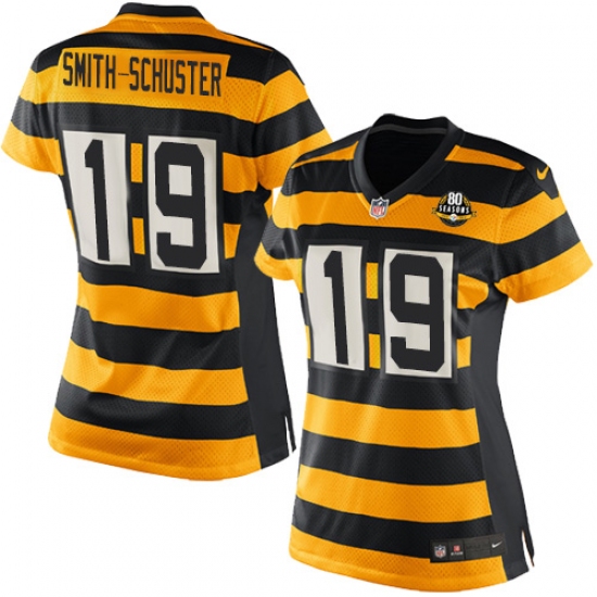 Women's Nike Pittsburgh Steelers 19 JuJu Smith-Schuster Game Yellow/Black Alternate 80TH Anniversary Throwback NFL Jersey