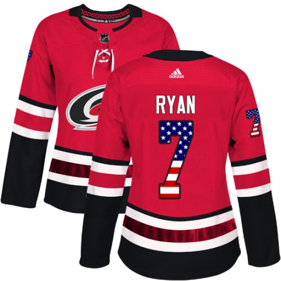 Women's Adidas Carolina Hurricanes 7 Derek Ryan Authentic Red USA Flag Fashion NHL Jersey