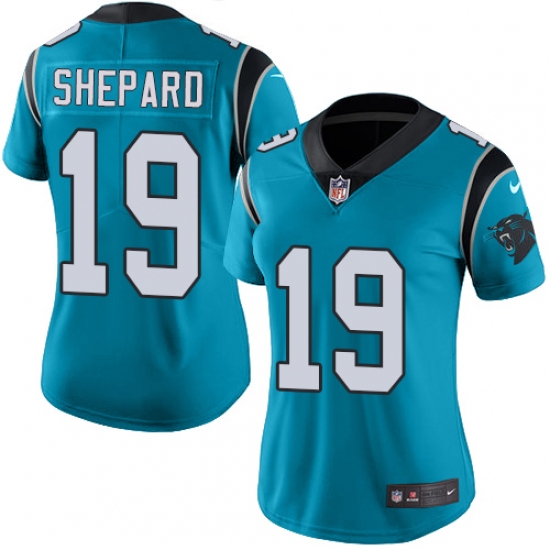 Women's Nike Carolina Panthers 19 Russell Shepard Blue Alternate Vapor Untouchable Limited Player NFL Jersey