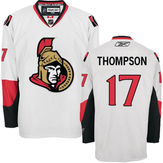 Men's Reebok Ottawa Senators 17 Nate Thompson Authentic White Away NHL Jersey