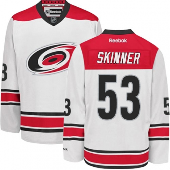 Men's Reebok Carolina Hurricanes 53 Jeff Skinner Authentic White Away NHL Jersey