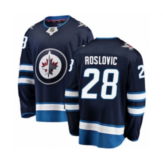 Men's Winnipeg Jets 28 Jack Roslovic Fanatics Branded Navy Blue Home Breakaway NHL Jersey