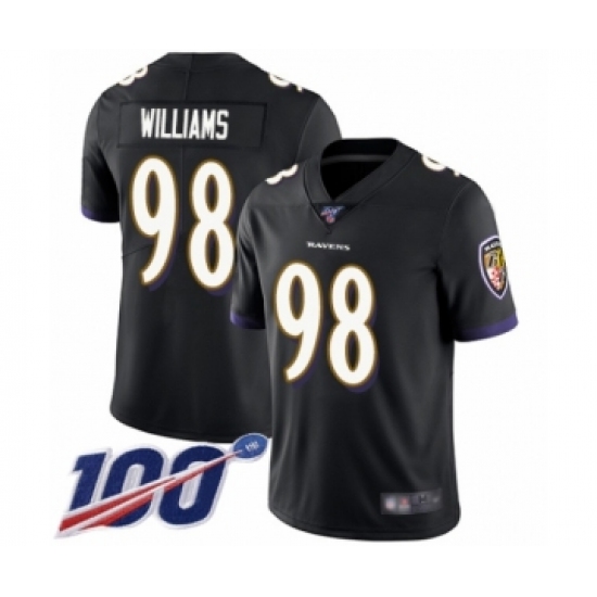Men's Baltimore Ravens 98 Brandon Williams Black Alternate Vapor Untouchable Limited Player 100th Season Football Jersey