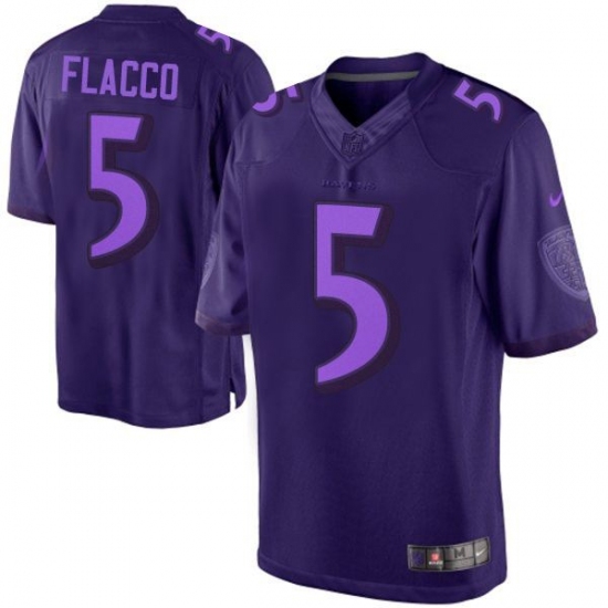 Men's Nike Baltimore Ravens 5 Joe Flacco Purple Drenched Limited NFL Jersey