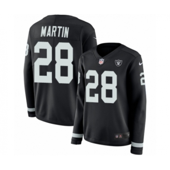 Women's Nike Oakland Raiders 28 Doug Martin Limited Black Therma Long Sleeve NFL Jersey