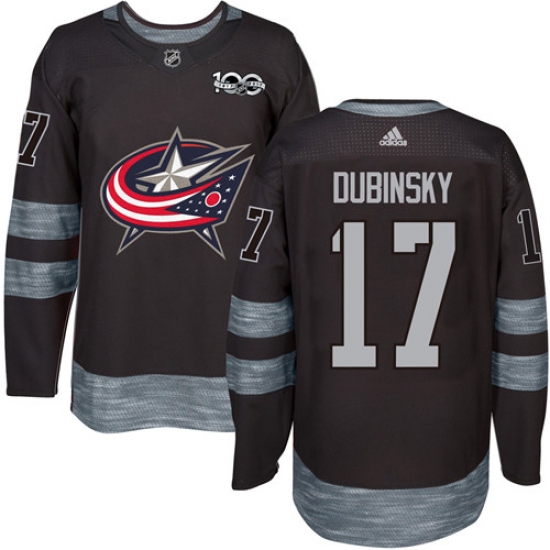 Men's Adidas Columbus Blue Jackets 17 Brandon Dubinsky Premier Black 1917-2017 100th Anniversary NHL Jersey