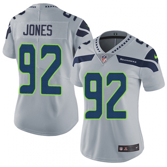 Women's Nike Seattle Seahawks 92 Nazair Jones Grey Alternate Vapor Untouchable Elite Player NFL Jersey