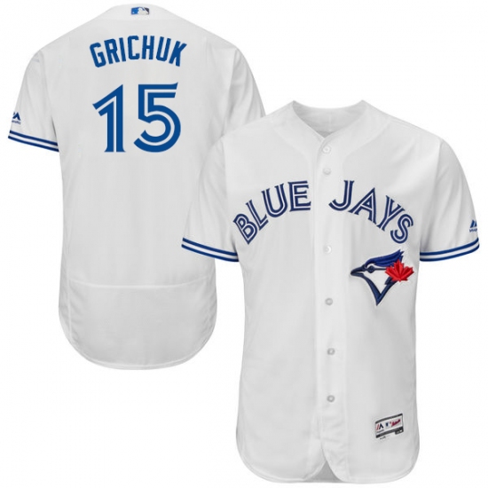 Men's Majestic Toronto Blue Jays 15 Randal Grichuk White Home Flex Base Authentic Collection MLB Jersey