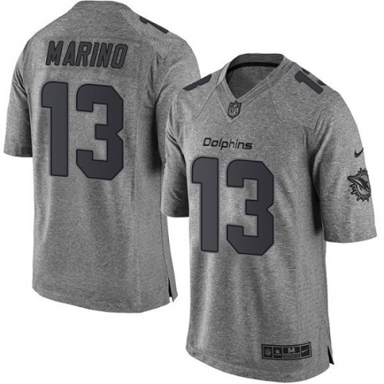 Men's Nike Miami Dolphins 13 Dan Marino Limited Gray Gridiron NFL Jersey