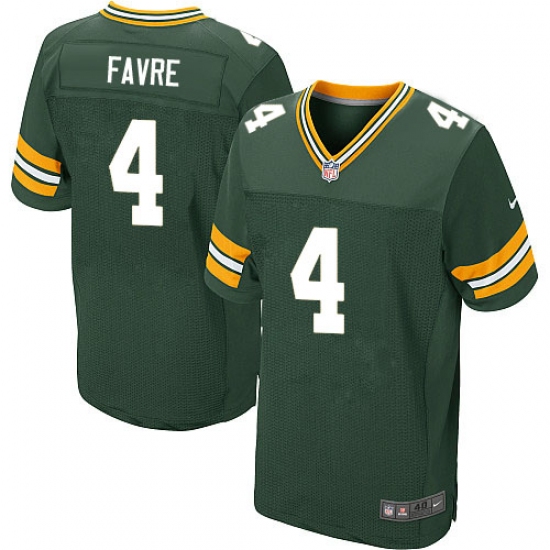 Men's Nike Green Bay Packers 4 Brett Favre Elite Green Team Color NFL Jersey