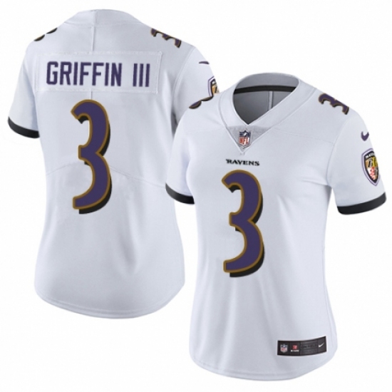 Women's Nike Baltimore Ravens 3 Robert Griffin III White Vapor Untouchable Limited Player NFL Jersey