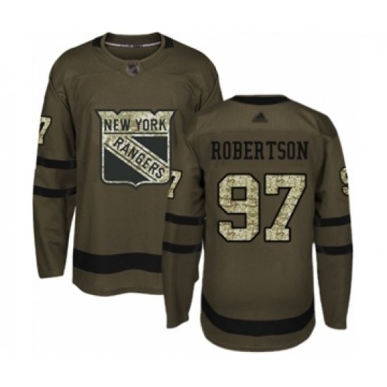 Men's New York Rangers 97 Matthew Robertson Authentic Green Salute to Service Hockey Jersey