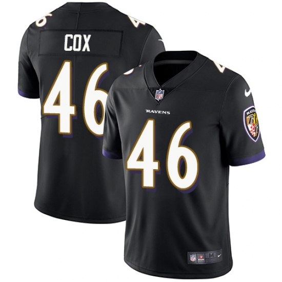 Youth Nike Baltimore Ravens 46 Morgan Cox Black Alternate Vapor Untouchable Limited Player NFL Jersey