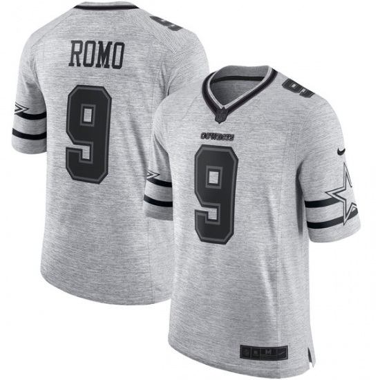 Men's Nike Dallas Cowboys 9 Tony Romo Limited Gray Gridiron II NFL Jersey