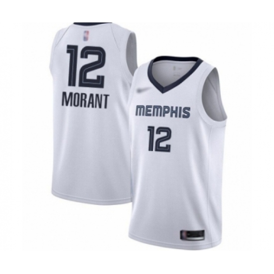 Women's Memphis Grizzlies 12 Ja Morant Swingman White Finished Basketball Jersey - Association Edition