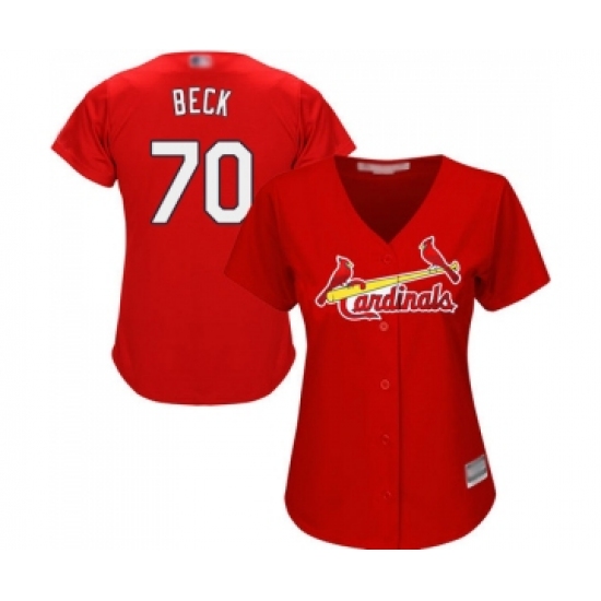 Women's St. Louis Cardinals 70 Chris Beck Replica Red Alternate Cool Base Baseball Jersey