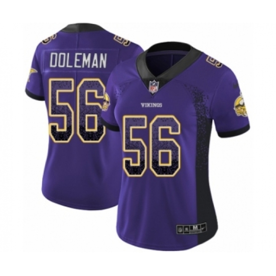 Women's Nike Minnesota Vikings 56 Chris Doleman Limited Purple Rush Drift Fashion NFL Jersey