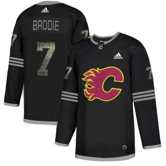 Men's Adidas Calgary Flames 7 TJ Brodie Black Authentic Classic Stitched NHL Jersey