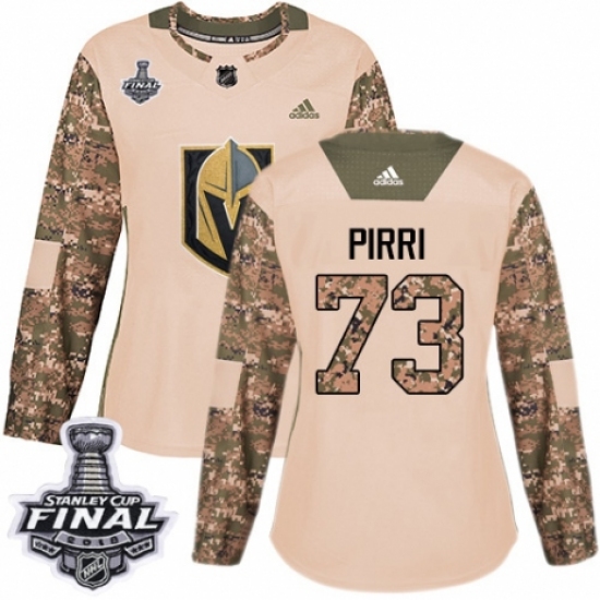 Women's Adidas Vegas Golden Knights 73 Brandon Pirri Authentic Camo Veterans Day Practice 2018 Stanley Cup Final NHL Jersey