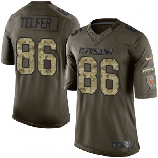 Men's Nike Cleveland Browns 86 Randall Telfer Elite Green Salute to Service NFL Jersey