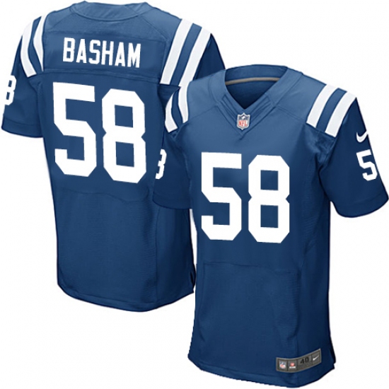 Men's Nike Indianapolis Colts 58 Tarell Basham Elite Royal Blue Team Color NFL Jersey