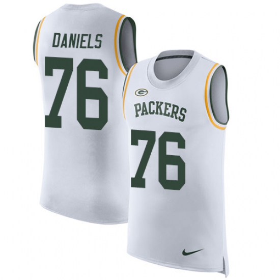 Men's Nike Green Bay Packers 76 Mike Daniels Limited White Rush Player Name & Number Tank Top NFL Jersey