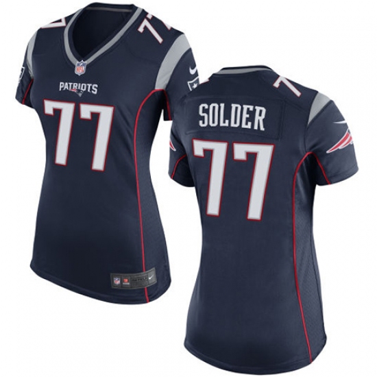 Women's Nike New England Patriots 77 Nate Solder Game Navy Blue Team Color NFL Jersey