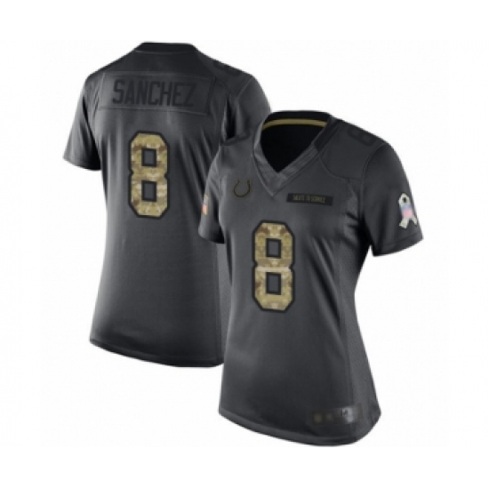 Women's Indianapolis Colts 8 Rigoberto Sanchez Limited Black 2016 Salute to Service Football Jersey