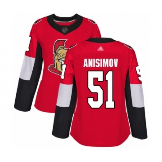 Women's Ottawa Senators 51 Artem Anisimov Authentic Red Home Hockey Jersey