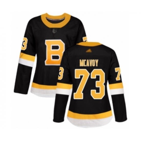 Women's Boston Bruins 73 Charlie McAvoy Authentic Black Alternate Hockey Jersey