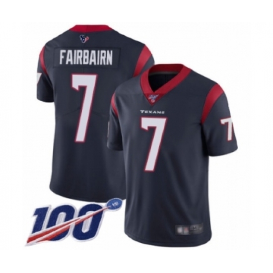 Men's Houston Texans 7 Ka'imi Fairbairn Navy Blue Team Color Vapor Untouchable Limited Player 100th Season Football Jersey