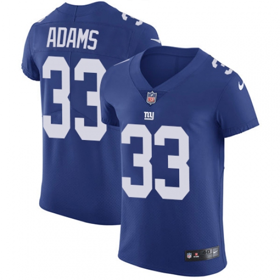 Men's Nike New York Giants 33 Andrew Adams Elite Royal Blue Team Color NFL Jersey