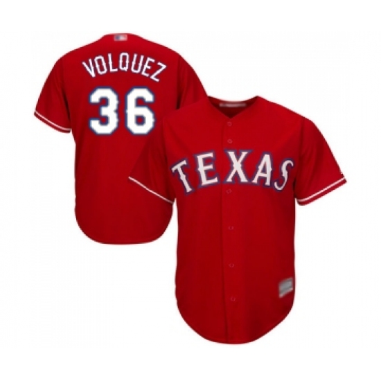 Men's Texas Rangers 36 Edinson Volquez Replica Red Alternate Cool Base Baseball Jersey