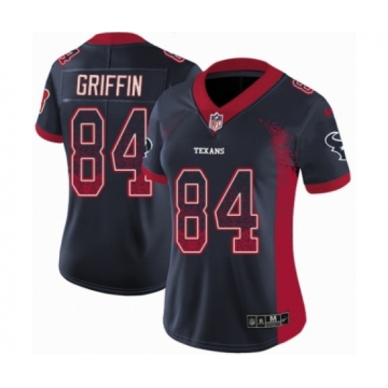 Women's Nike Houston Texans 84 Ryan Griffin Limited Navy Blue Rush Drift Fashion NFL Jersey