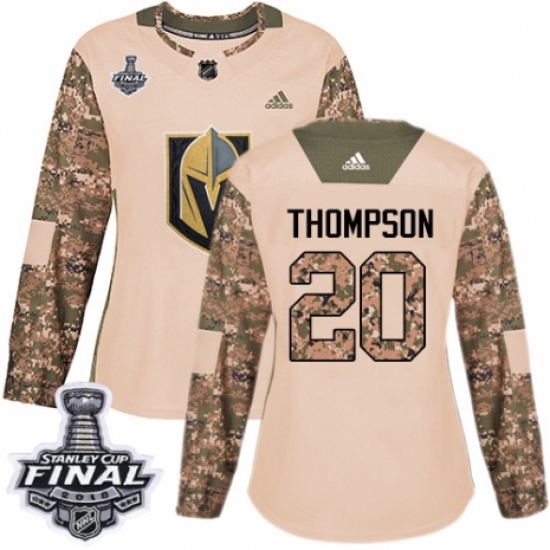 Women's Adidas Vegas Golden Knights 20 Paul Thompson Authentic Camo Veterans Day Practice 2018 Stanley Cup Final NHL Jersey