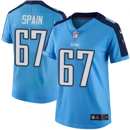 Women's Nike Tennessee Titans 67 Quinton Spain Light Blue Team Color Vapor Untouchable Limited Player NFL Jersey