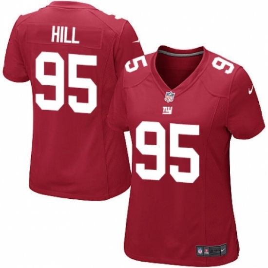 Women's Nike New York Giants 95 B.J. Hill Game Red Alternate NFL Jersey