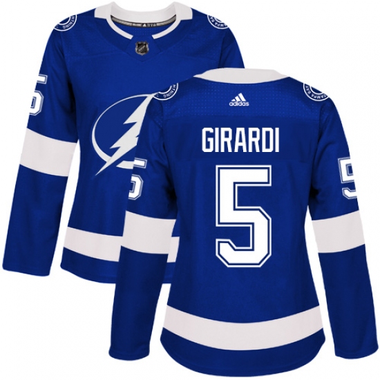 Women's Adidas Tampa Bay Lightning 5 Dan Girardi Authentic Royal Blue Home NHL Jersey