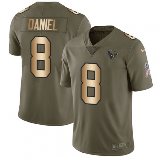 Men's Nike Houston Texans 8 Trevor Daniel Limited Olive Gold 2017 Salute to Service NFL Jersey