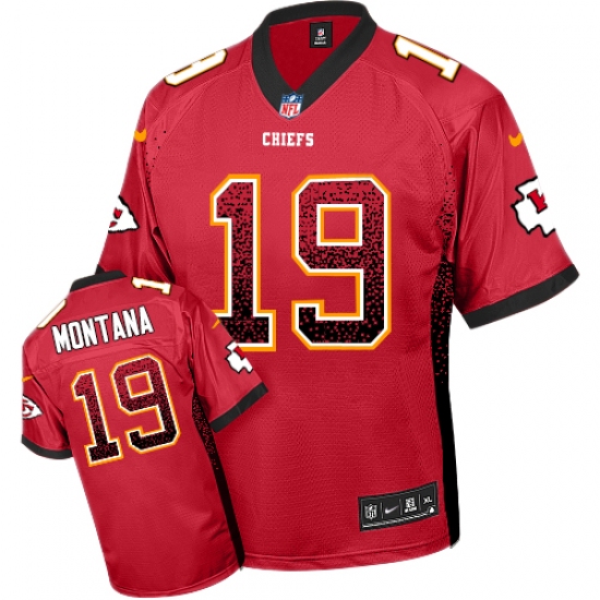 Men's Nike Kansas City Chiefs 19 Joe Montana Elite Red Drift Fashion NFL Jersey