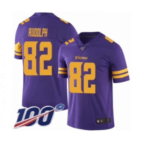 Men's Minnesota Vikings 82 Kyle Rudolph Limited Purple Rush Vapor Untouchable 100th Season Football Jersey