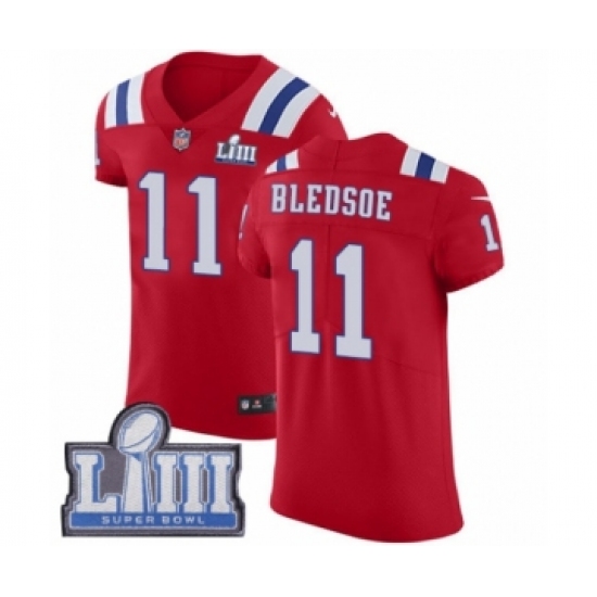 Men's Nike New England Patriots 11 Drew Bledsoe Red Alternate Vapor Untouchable Elite Player Super Bowl LIII Bound NFL Jersey