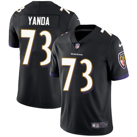 Men's Nike Baltimore Ravens 73 Marshal Yanda Black Alternate Vapor Untouchable Limited Player NFL Jersey