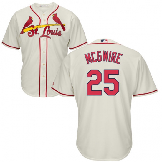 Youth Majestic St. Louis Cardinals 25 Mark McGwire Authentic Cream Alternate Cool Base MLB Jersey